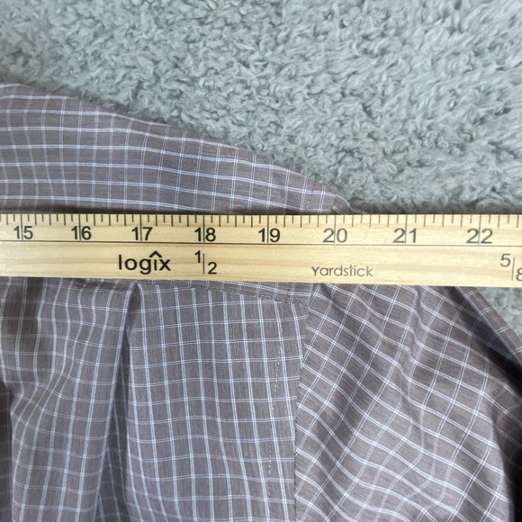 Joseph Abboud Brown Check Non Iron Dress Shirt Size XL Button Up - Picture 5 of 12